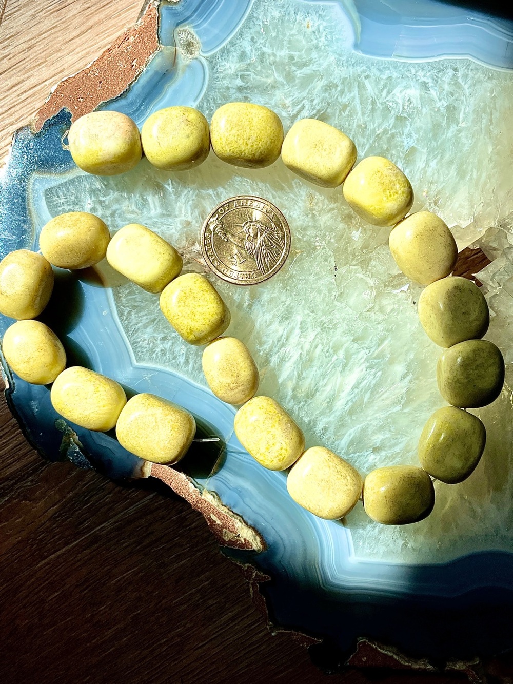 Strand of lemon Jade/finding for jewelry maker. 20 beads in all.